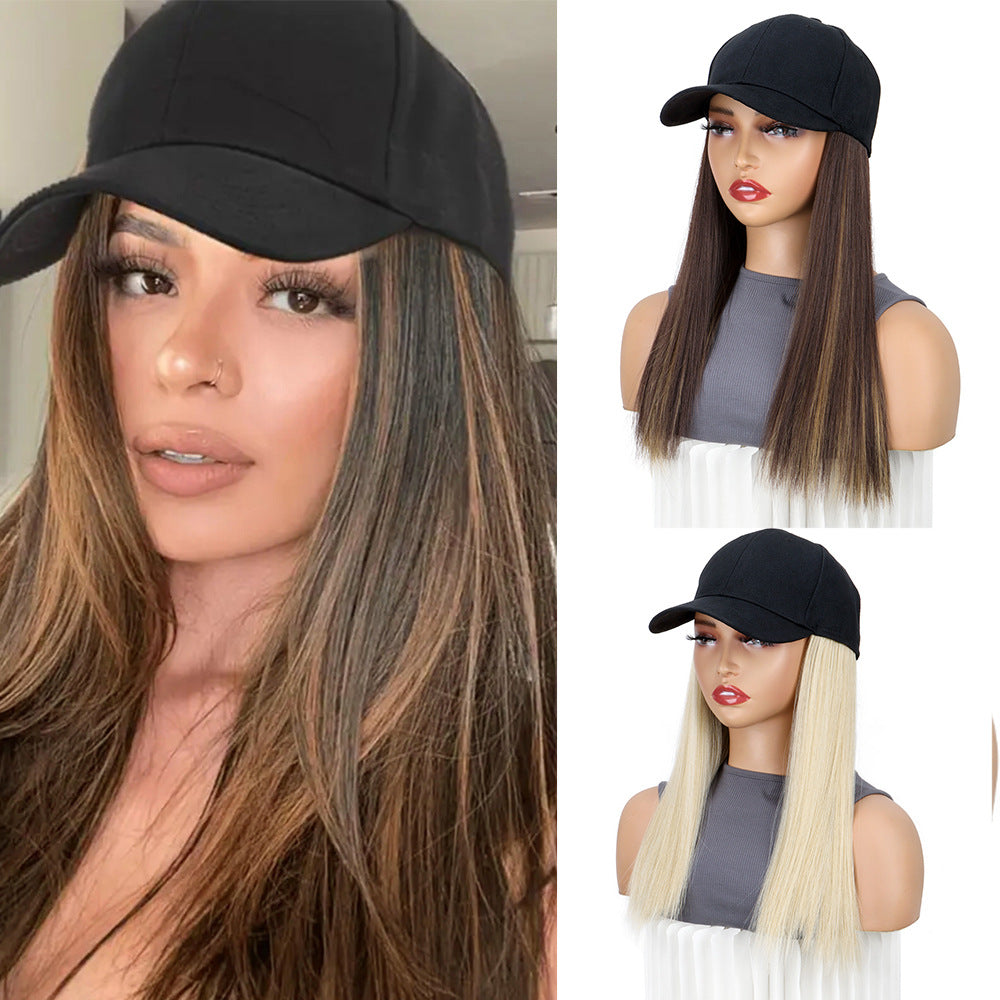 Wig baseball cap straight hair wig locks bobo head Hair Wigs