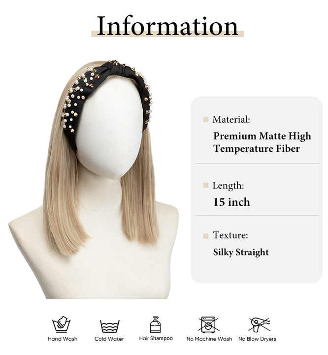 Straight wigs fashionable slightly with high quality pearl headbands easy to install headbands wigs for girls natural human hair