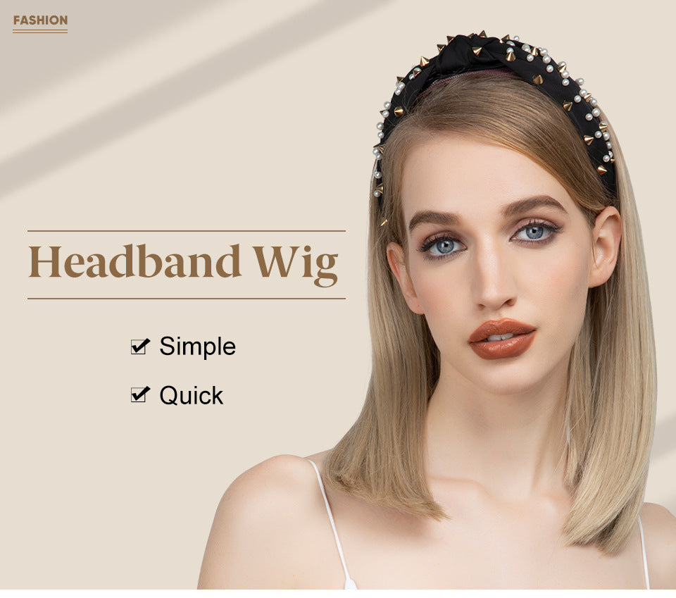 Straight wigs fashionable slightly with high quality pearl headbands easy to install headbands wigs for girls natural human hair