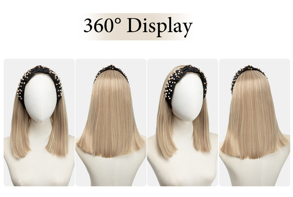 Straight wigs fashionable slightly with high quality pearl headbands easy to install headbands wigs for girls natural human hair