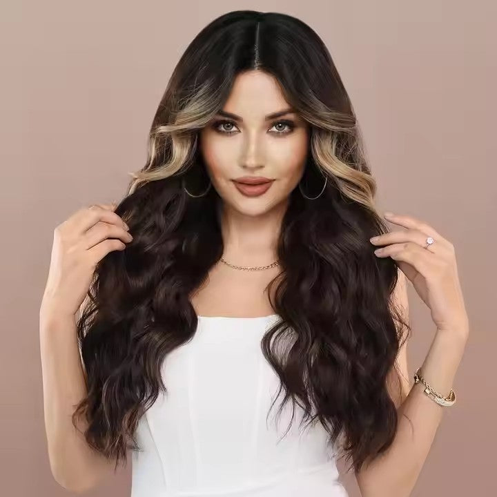 Wigs Long Wavy Synthetic Wigs Middle Part Lace Wigs Women 26 Inch Highlighted Blonde Natural Look