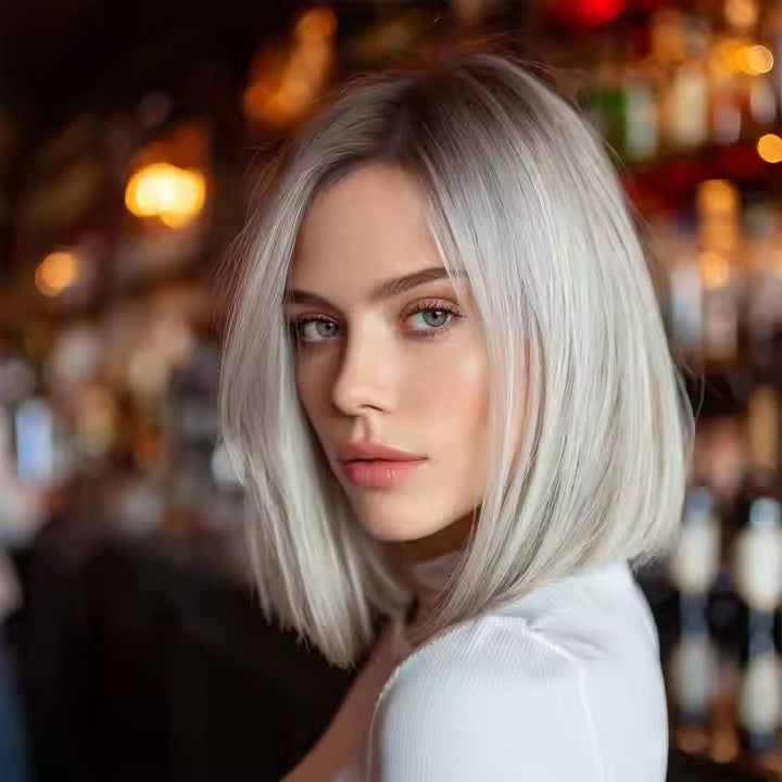 Lace Platinum Women's Wigs Imported Silk Chemical Fiber Soft and Natural