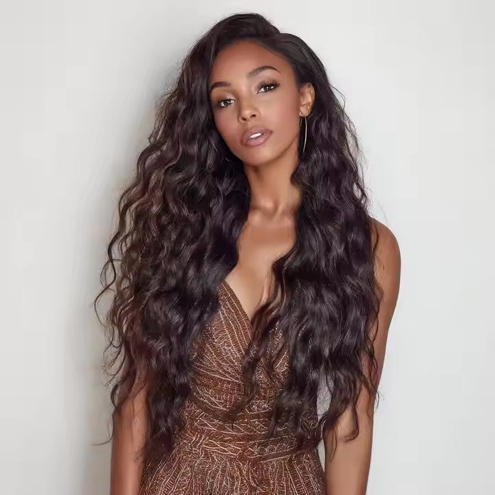 Heat Resistant Synthetic Wig Black Lace Wavy Women's