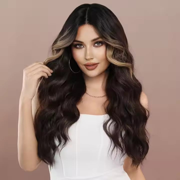 Wigs Long Wavy Synthetic Wigs Middle Part Lace Wigs Women 26 Inch Highlighted Blonde Natural Look